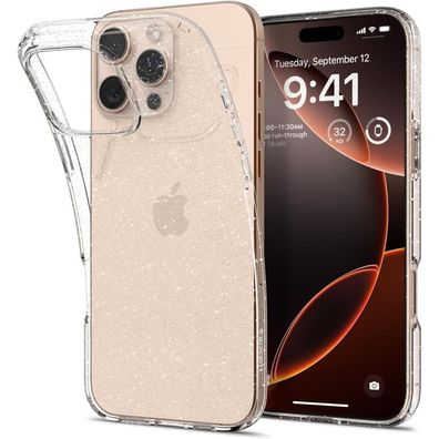 Spigen Liquid Crystal Hülle Kompatibel mit iPhone 16 Pro transparent und glitzernd