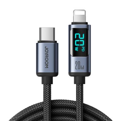 Joyroom Prism Series A16 Lightning / USB-C PD Kabel 20W 1,2 m Schwarz mit LED-Anzeige