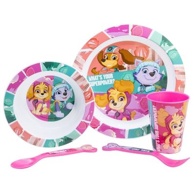 Paw Patrol Teller-Set Mikrowellengeeignet 5-teiliges Kindergeschirr mit rutschfest