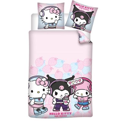 Hello Kitty Bettwäsche Set 140 × 200 cm mit Kissenbezug 65x65 cm