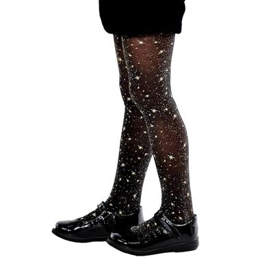 Kinderstrumpfhose 20 DEN mit Sternenmuster - Glitzerstrumpfhose für Weihnachten