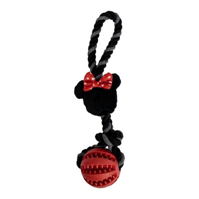 Disney Minnie Mouse Ballspielzeug für Hunde - Mit Seil zum Werfen & Zerren