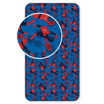 Spiderman Spannbetttuch – Baumwoll-Bettlaken für Kinderbett (90x200 + 25 cm)