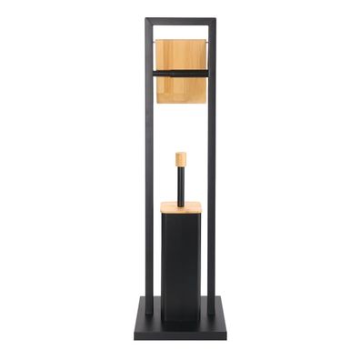 Badezimmer-Set 2-in-1 - WC-Bürste & Toilettenpapierhalter, Bambus Design