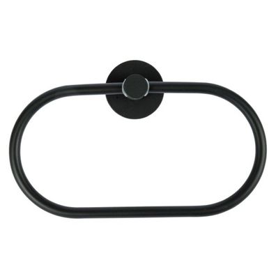 Nero Handtuchring in Schwarz - Selbstklebender Handtuchhalter aus Edelstahl