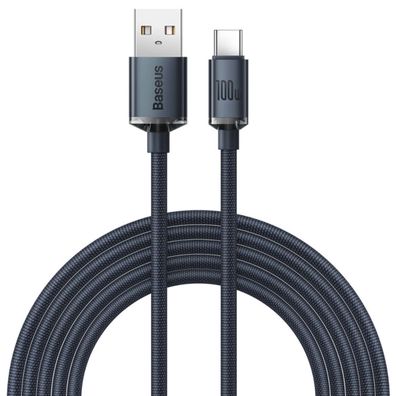 Baseus Crystal Shine Series Schnellladekabel USB-A auf USB-C – 100?W – Schwarz