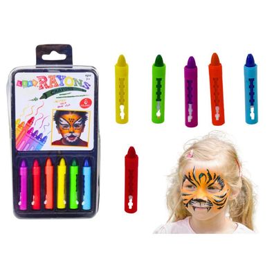 Lean Toys Zestaw Kredek Do Malowania Twarzy Kolorowe 6 Sztuk