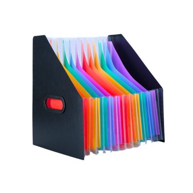 Lean Vertikaler Aktenordner Dokumenten-Organizer Farbige Registertaschen Schwarz A4