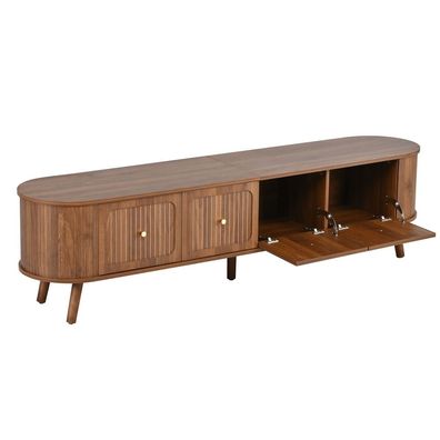 Moderner Schrank TV-Ständer Sideboard mit 4 Türen Holzbeine Lowboard 180 cm