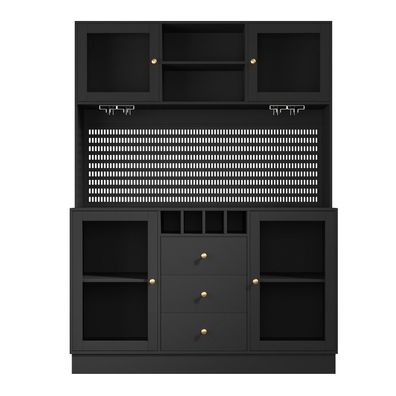 Moderner Hochschrank Küchenschrank mit LED Weinregal Kippsicherung