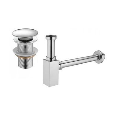 Mexen Quadratischer Chrom Waschtischsiphon, ohne Überlauf