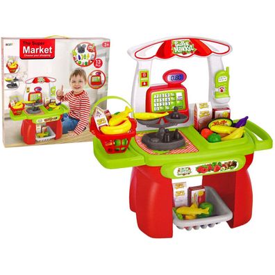 Leantoys Supermarkt-Set Einkaufskorb Waage Lebensmittel