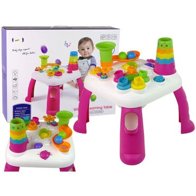 Leantoys Interaktywny Stolik Edukacyjny Sorter Zje?d?alnia Pi?eczek Ró?owy