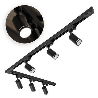 Schienensystem Komplett-Set 6x GU10 Lampe + 1m+2m Schiene + L-Verbinder Schwarz