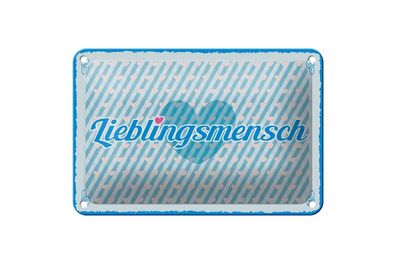 Blechschild Lieblingsmensch blaues Herz, 3 vers. Größen, Spruch