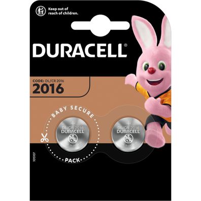 Duracell Knopfzelle Lithium CR2016 CR 2016 3V Batterien 2er Blister