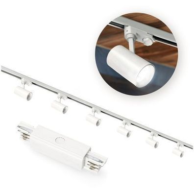 Schienensystem Komplett-Set 2m+2m, I ext., 6x Lampe, 2x Sockel weiß