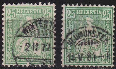Schweiz Switzerland [1867] MiNr 0032 b ( O/used ) [03] 2 Farben