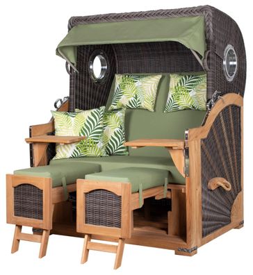 Strandkorb deVries PURE® Seemöwe XL - PE stone grey - Dessin 242 - inkl. Schutzhülle