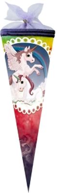 Nestler Schultüte Tüllv. 35 cm rund Pegasus - Regenbogenbunt