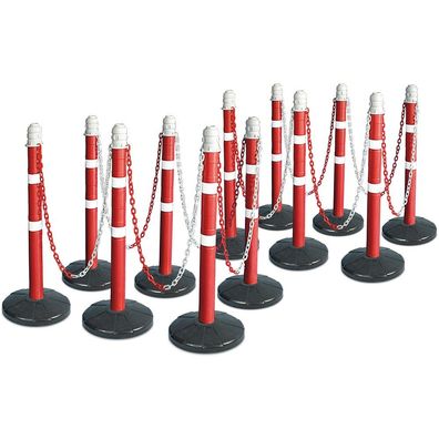 Kettenpfosten Set mit 12 Kettenständern, 22 m Kette, Rohr Ø 70 mm, Höhe 1000 mm