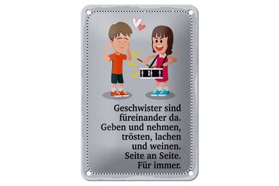 Blechschild Geschwister sind füreinander da, 3 vers. Größen, Spruch