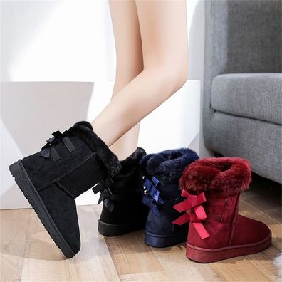 Warm Gefutterte Damen Stiefel Schlupfstiefel Winter Boots Stiefeletten Schuhe