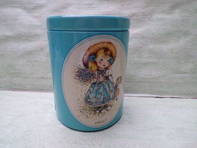 alte blaue Nathalie Massilly Frankreich Blechdose 14,5x11cm 70er Jahre