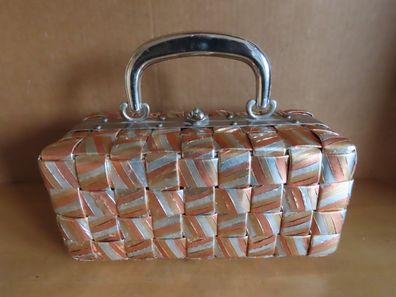 Tasche Kosmetiktasche Metall Optik Geflochten ca. 22x10x11cm