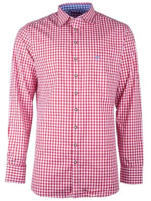 OS Trachten Trachtenhemd Kai rot extra langer Arm - Größe: 39/40