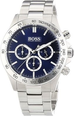Hugo Boss Champion Herrenuhr 44 mm Chronograph aus blauem Edelstahl