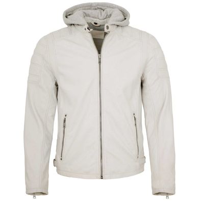 Mauritius - Herren Lederjacke Bikerjacke Lammnappa offwhite