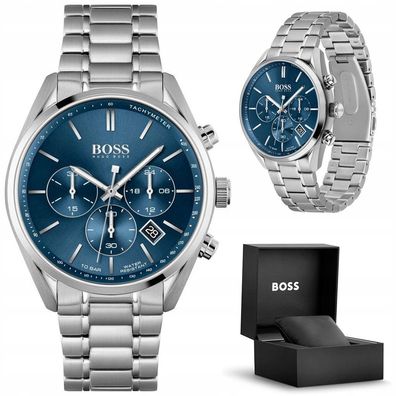 Hugo Boss Herrenuhr HB1513818 Chronograph aus Stahl, blau-silberfarben
