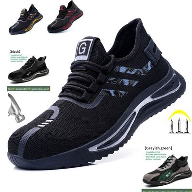 Herren Stahlkappe Sicherheitsschuhe Atmungsaktive Arbeitsschuhe Sport Sneakers