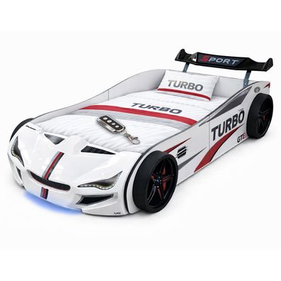 Autobett GTE Kinderbett im Rennwagen 90x200 Lattenrost Licht & Motorengeräuschen