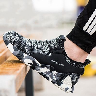 Camouflage Sportarbeitsschuhe Sicherheitsschuhe niedrige Stiefel Stahlkappe