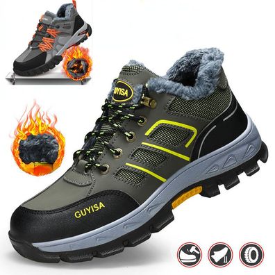 Herren Sicherheitsschuhe Warme Winter Stahlkappe Arbeitsschuhe Wanderschuhe