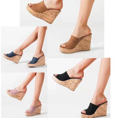 Damen Sommer Slingback Pumps Pantoletten Keilabsatz Plateau Hausschuhe Sandalen