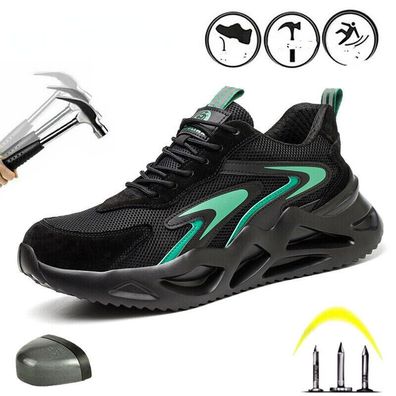 Herren Leicht Atmungsaktiv Sicherheitsschuhe Stahlkappe Arbeitsschuhe Sneakers