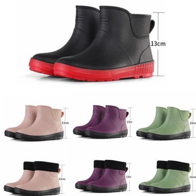 Damen Stiefeletten Gummistiefel Winterpelz gefuttert Regenschuhe Stiefel Winter