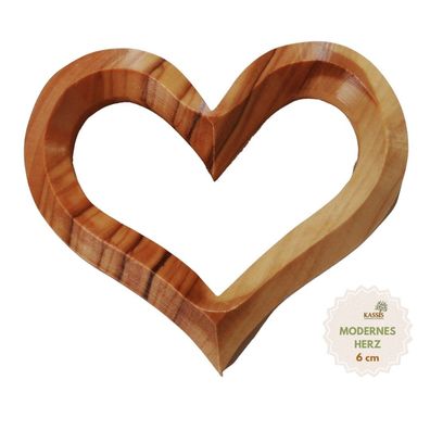 Olivenholz Herz in moderner Form Glücksbringer Mitbringsel