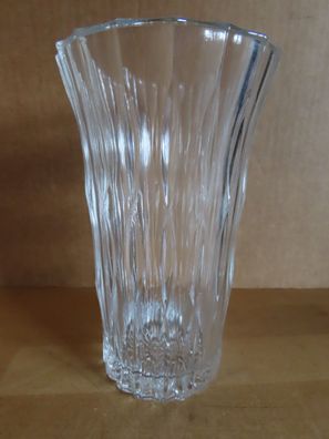 Vase Glasvase rund mit Relief 17 cm H