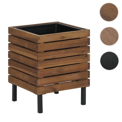 Pflanzkasten HWC-P84, Blumenkasten quadratisch Outdoor Stahl Akazie