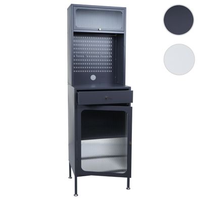 Highboard HWC-P99, Hochschrank Küchenschrank, Staufächer Metall Glas 182x54x40cm