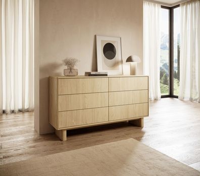 XXL Schubladenkommode / Sideboard NABU 153cm (6 Schubladen) – Eiche Geölt (Japandi)