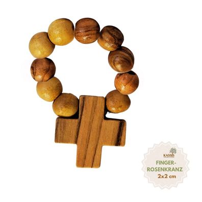 Olivenholz Fingerrosenkranz Finger Rosenkranz mit Kreuz aus Bethlehem Talisman