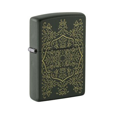 Zippo Benzin-Feuerzeug Green Matte gelasert Pattern 60007731, unbefüllt