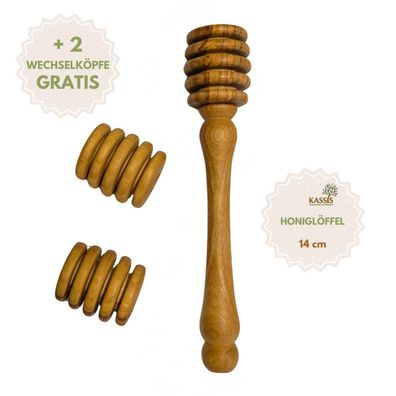 Olivenholz Honiglöffel mit zwei Ersatzköpfen Honigdreher