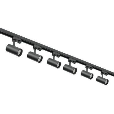 Schienensystem Komplett-Set mit 6x Lampe 2m Schiene Stromversorgung Kappe Schwarz