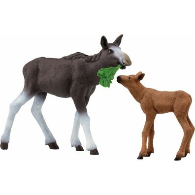 Schleich Schleich Wild Life Elchkuh mit Kalb, Spielfigur